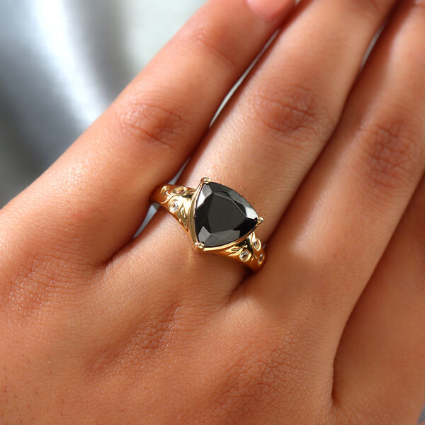 Elite Shungit und Zirkon Ring 925 Silber vergoldet  ca. 2,34 ct image number 3