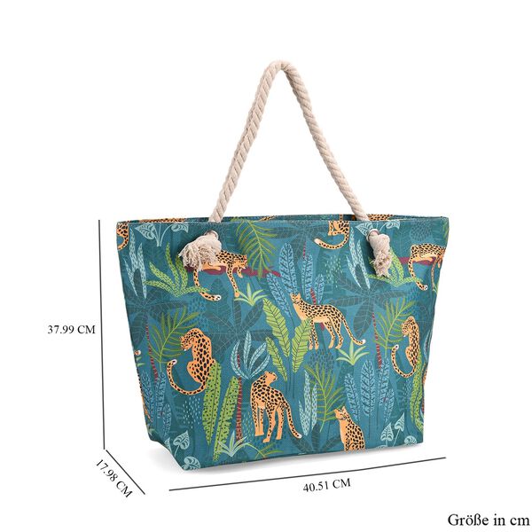 Handbemalte Tasche mit verstellbarem Kordelriemen, 50x17x38cm, Blatt mit Leopardenmuster image number 7