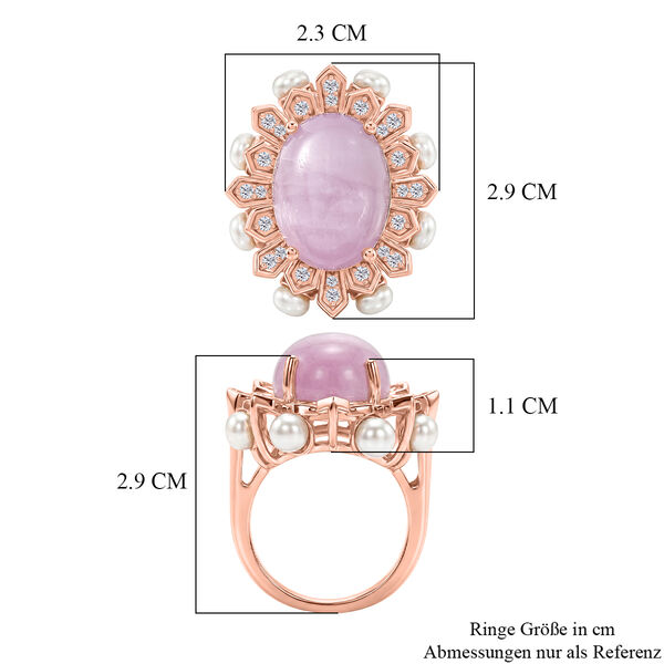 EverTrue Kunzit, S&uuml;&szlig;wasser Perle und Zirkon Ring image number 6