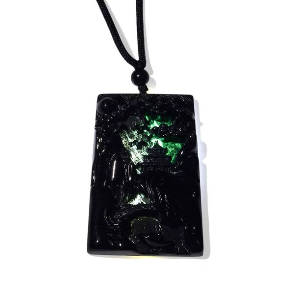 Majest&auml;tischer W&auml;chter - Schwarzer Jadeit-Guan Gong, Halskette Flexibles cm ca. 125.00 ct image number 6