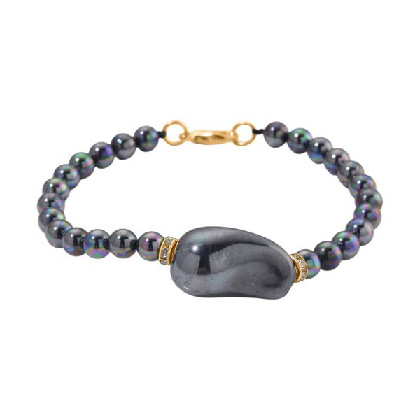 3er Set Pfauenfarbene Muschelkernperlen-Schmuckst&uuml;cke, bestehend aus Armband (ca. 19 cm) und zwei Halsketten (ca. 40 cm und 50 cm), gelb vergoldet image number 6