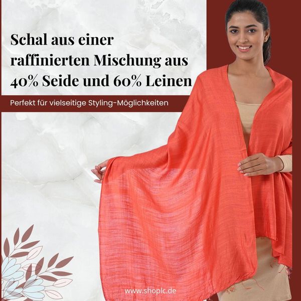 Modischer Schal aus 40% Seide und 60% Leinen, 70x200 cm, Kupfer image number 2