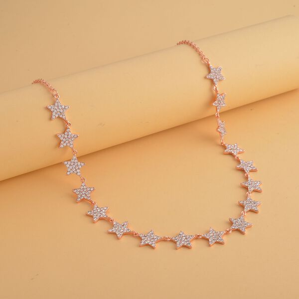 Weiße Kristall-Halskette in Roségoldton - 20 ct. image number 2