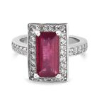 Fissure gefüllt Rubin und Zirkon Halo Ring 925 Silber Platin-Überzug image number 0