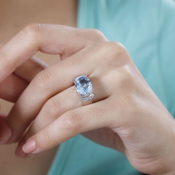 Himmelblauer Topas und Zirkon Ring - 5,55 ct. image number 3