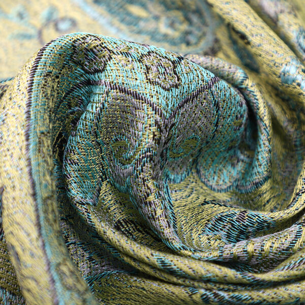 Premium Kollektion - gewebter Schal, 100% Natur Seide, Jamawar Design, 68x190 cm, Gr&uuml;n image number 6