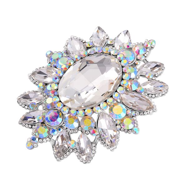 Kristall, Wei&szlig;er Kristall Brosche image number 2