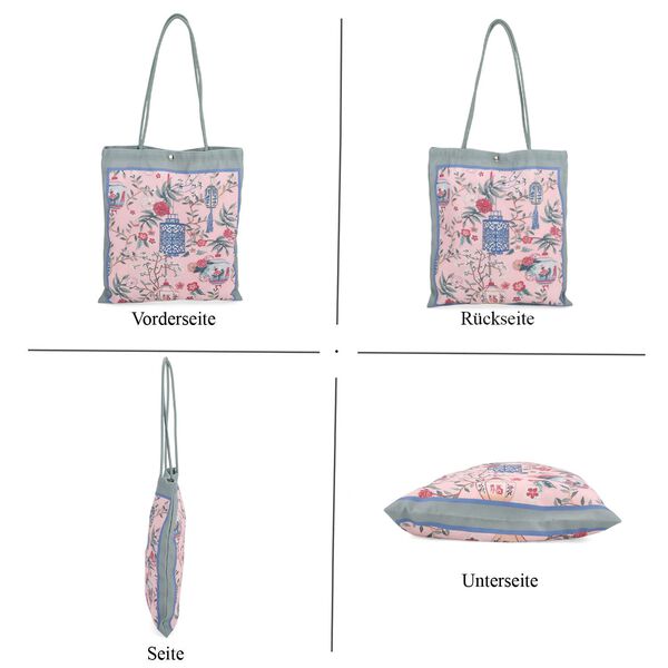 2er-Set Einkaufstaschen mit künstlerischem Muster, 34x40 cm, Hellgrün image number 8