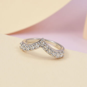 88 Facetten Moissanit Ring 925 Silber Platiniert (Gr&ouml;&szlig;e 17.00) ca. 0,66 ct