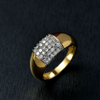 LUXURIANT SGL zertifizierter SI-GH Labor Diamant Ring, 925 Silber 750 Gelbgold Vermeil - 0,50 ct.