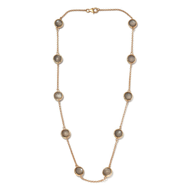 Grauer Mondstein Halskette 45 cm 925 Silber vergoldet ca. 20,07 ct image number 3