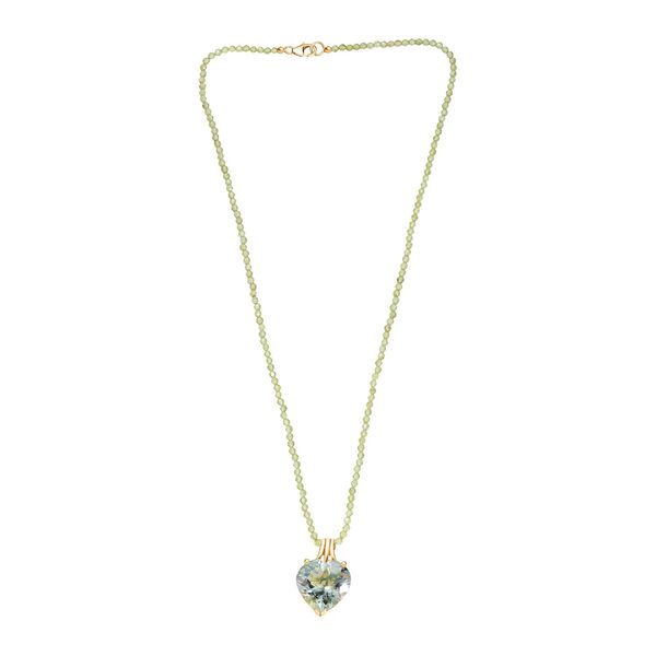 D'Joy AA Prasiolith, Peridot Schmuckset ca. 50 cm 925 Silber 750 Gelbgold Vermeil ca. 31.30 ct image number 3