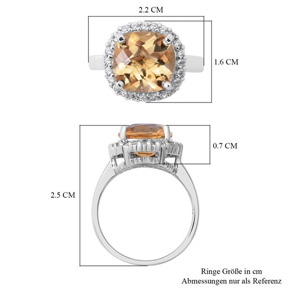 Citrin und wei&szlig;er Zirkon-Ring, 925 Silber platiniert (Gr&ouml;&szlig;e 16.00) ca. 3,91 ct image number 4