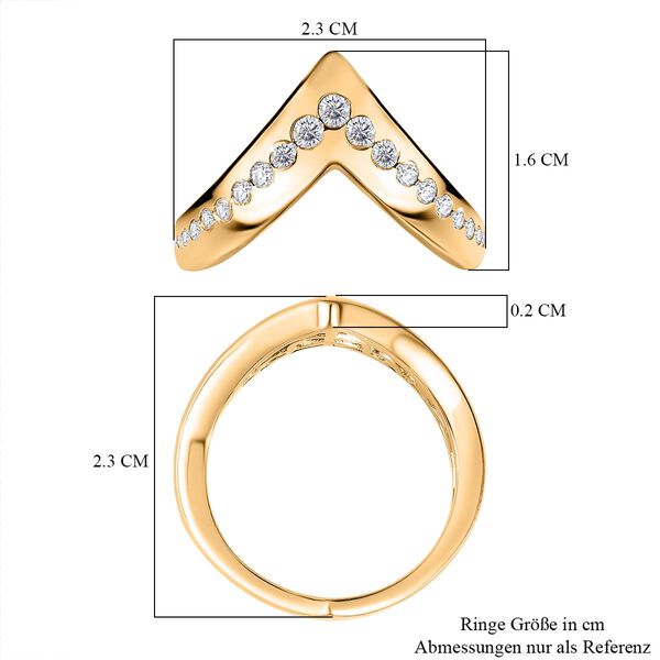 Moissanit Ring 925 Silber Gelbgold Vermeil (Gr&ouml;&szlig;e 17.00) ca. 0,55 ct image number 7