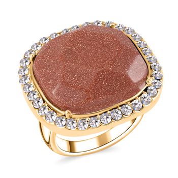 Gold Sandstein und wei&szlig;es Kristall-Schmuckset