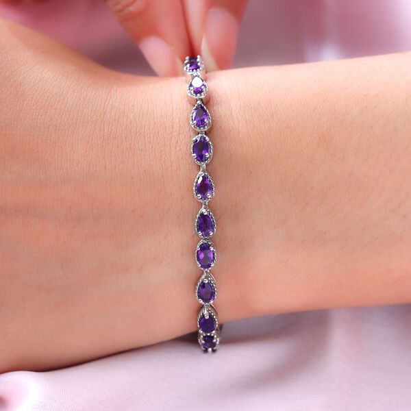 Afrikanisches Amethyst Armband, ca. 19 cm, 925 Silber platiniert ca. 5,15 ct image number 3