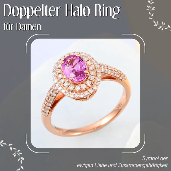 ILIANA AAA Rosa Saphir und SI GH Diamant Ring in 750 Ros&eacute;gold - 1,40 ct.&nbsp; image number 1