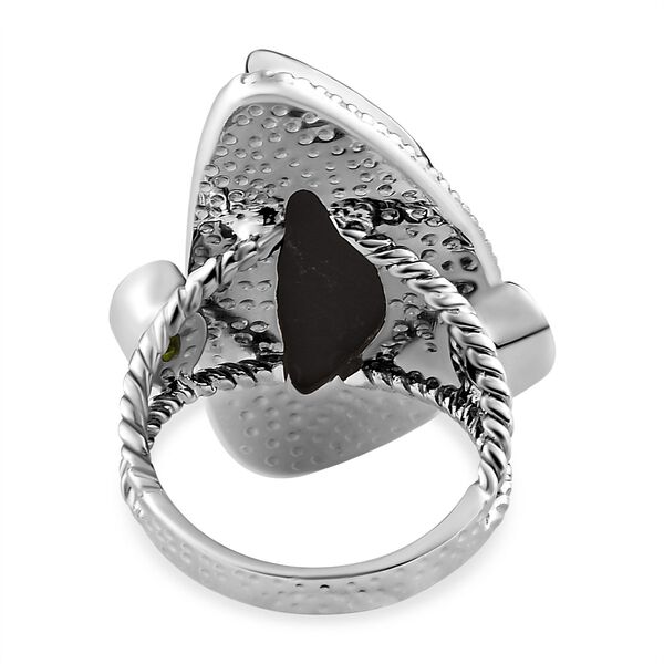 Kanadischer Ammolit und natürlicher Chromdiopsid Ring, 925 Silber platiniert (Größe 16.00) ca. 14.44 ct image number 6