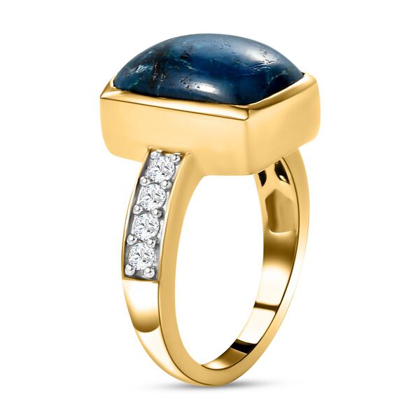 Natürlicher Tafelberg Shadowkite und weißer Zirkon-Ring, 925 Silber vergoldet (Größe 17.00) ca. 7,69 ct image number 5