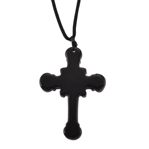 Schwarzer Glasachat Halskette 66 cm ca. 60,00 ct. image number 4