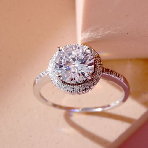 Lustro Stella - Weißer Zirkonia Ring, 925 Silber platiniert (Größe 16.00) ca. 3,65 ct image number 1