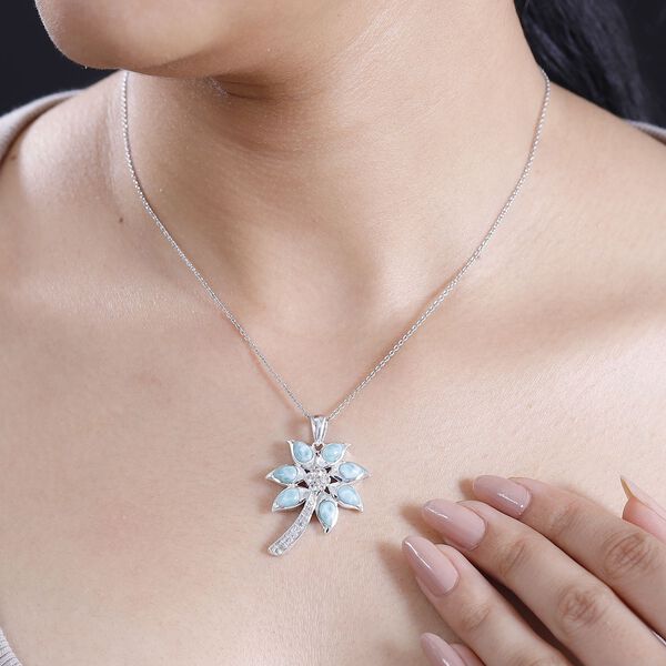 AA nat&uuml;rlicher gr&uuml;ner Larimar und Zirkon-Anh&auml;nger - 4,46 ct. image number 3