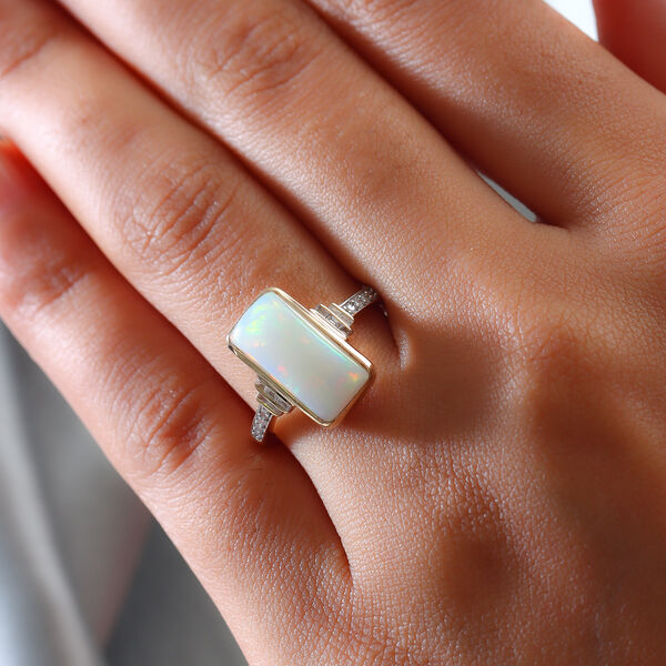 Nat&uuml;rlicher &Auml;thiopischer Opal und Diamant I2-I3 G-H Ring 375 Gelbgold rhodiniert  ca. 2,65 ct image number 3