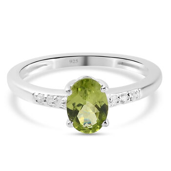 Nat&uuml;rlicher Peridot und Zirkon-Ring, 925 Silber (Gr&ouml;&szlig;e 16.00) ca. 0,90 ct