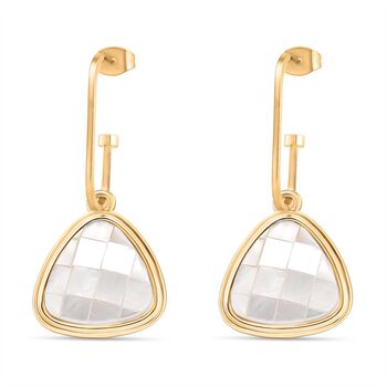 Wei&szlig;e Muschelkernperlen Ohrringe, Goldfarben