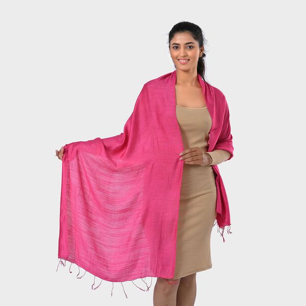 Modische Schal aus 40% Seide und 60% Leinen, 70 x 200 cm, Pink