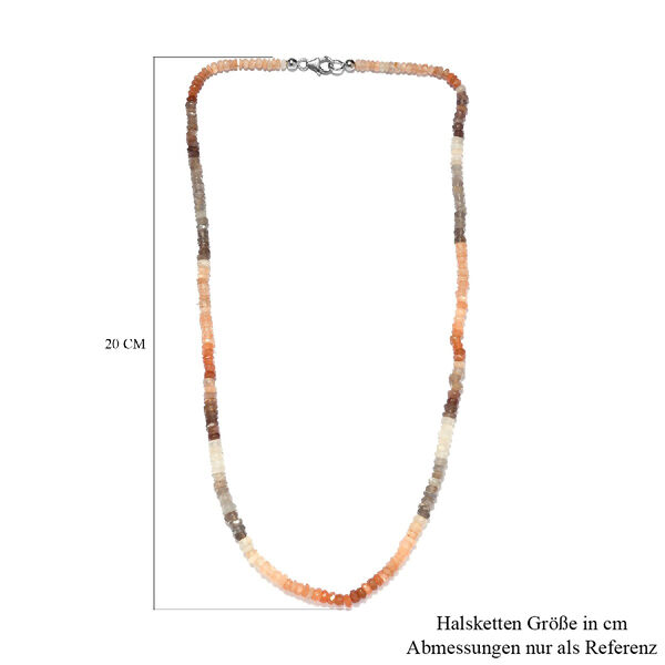 Mehrfarbig Mondstein Halskette 50 cm Lange 925 Silber platiniert ca. 65,39 ct image number 5