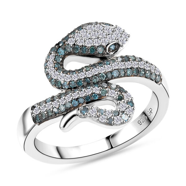GP Trionfo Kollektion-Kanchanaburi Blauer Saphir, Blauer Diamant Ring 925 Silber rhodiniert (Größe 18.00) ca. 0.57 ct image number 5