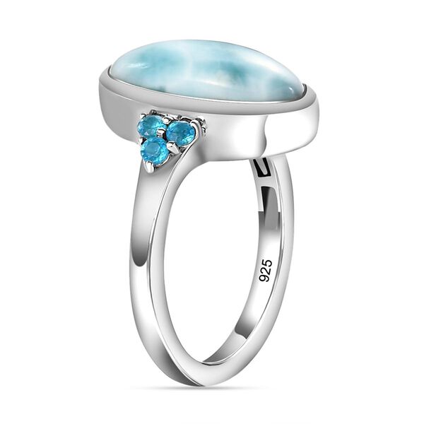 Larimar und Neon Apatit-Ring, 925 Silber platiniert  ca. 6,46 ct image number 5