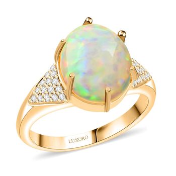 AAA Nat&uuml;rlicher, &auml;thiopischer Welo Opal, Wei&szlig;er Diamant AGI zertifiziert und gepr&uuml;ft Ring 417 Gold (Gr&ouml;&szlig;e 19.00) ca. 2.80 ct