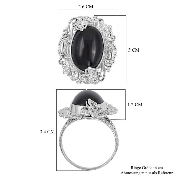 Royal Bali - Schwarz Stern Diopsid Ring, 925 Silber (Größe 16.00) ca. 17,05 ct image number 5