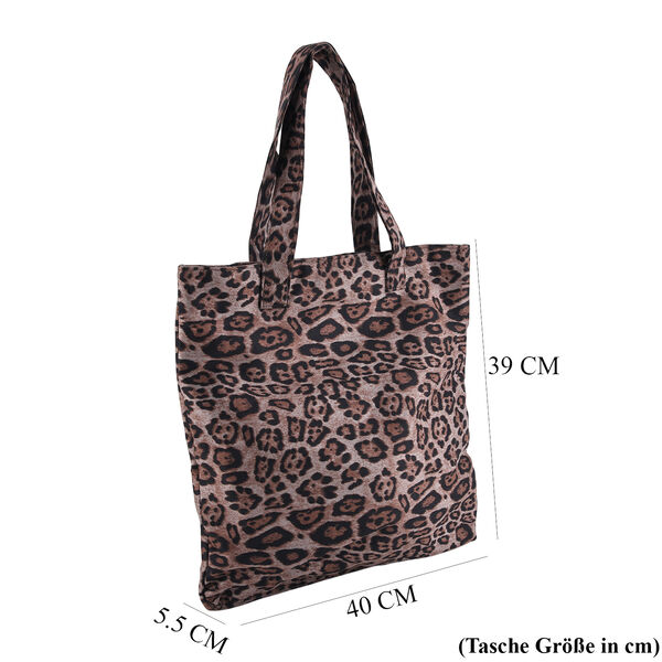 Shopper Tasche mit Leopardenmuster, 40x5,5x39cm, Grau image number 6