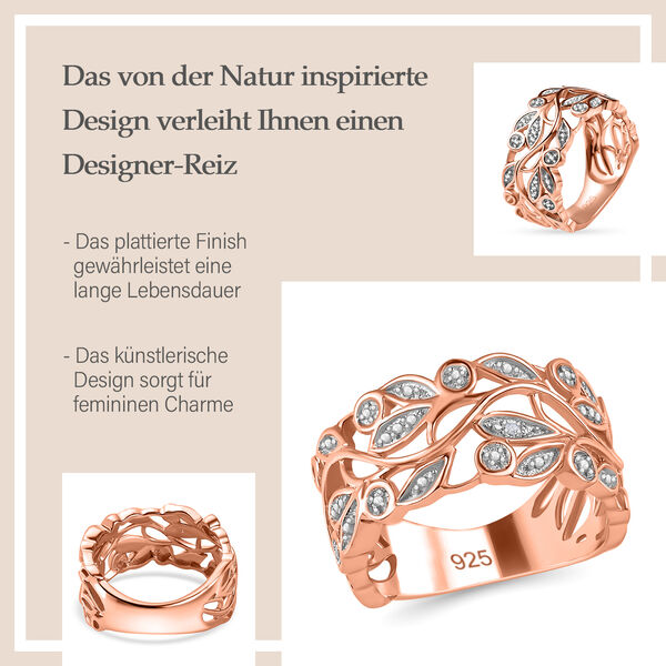 ALLORO Ring, Creolen und Anh&auml;nger mit Diamantakzenten, Silber ros&eacute;vergoldet image number 18