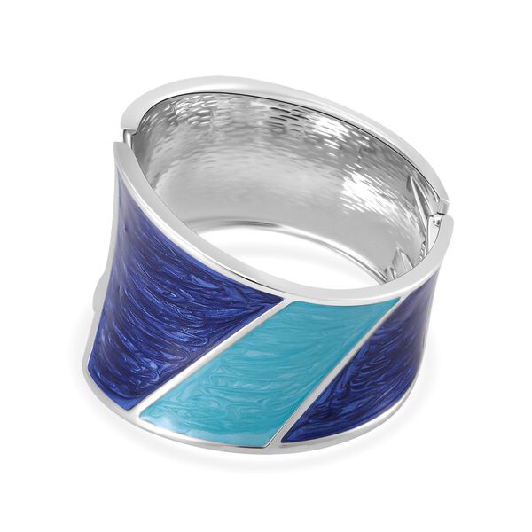 Blau-Türkis Eleganz Armreif - Modernes Wellen-Design, Emailliert image number 3