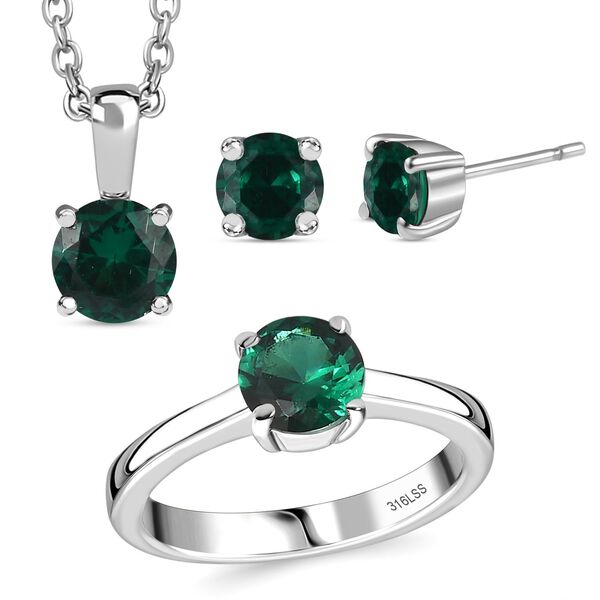 3er-Set- Russisches Diopsid kubisches Zirkonia-Schmuckset - 2,36 ct.