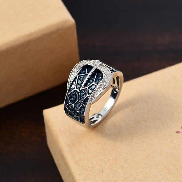 Blauer Diamant Ring 925 Silber rhodiniert (Gr&ouml;&szlig;e 18.00) ca. 0.50 ct image number 2