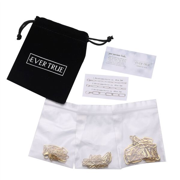 EVER TRUE 3er-Set- Stacking B&uuml;roklammerketten in Goldton image number 6