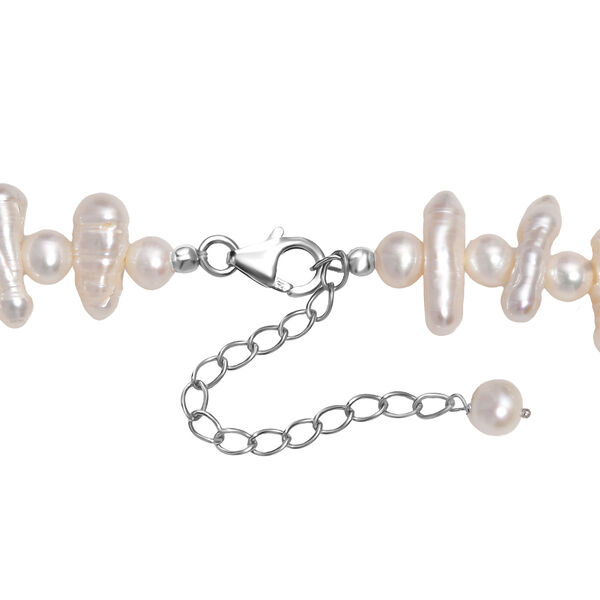 Wei&szlig;e S&uuml;&szlig;wasser Perle Halskette ca. 45 cm+ 5 cm Extender, 925 Silber rhodiniert image number 4