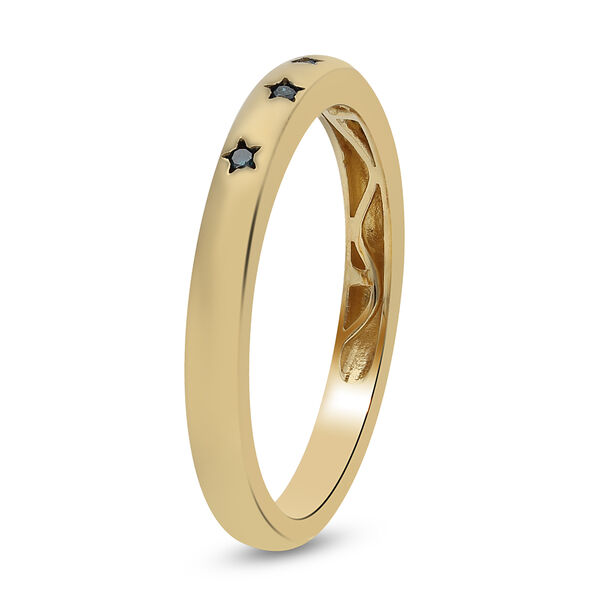 Blauer Diamant Band Ring 925 Silber 585 Vergoldet image number 4