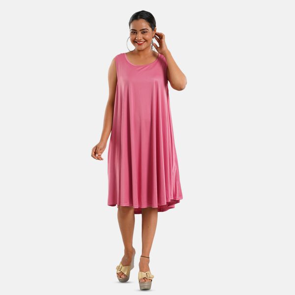 Knielanges Sommerkleid mit Seitentaschen, Einheitsgr&ouml;&szlig;e Rosa