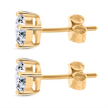 Moissanit Ohrringe, 925 Silber Gelbgold Vermeil - 1,49 ct.