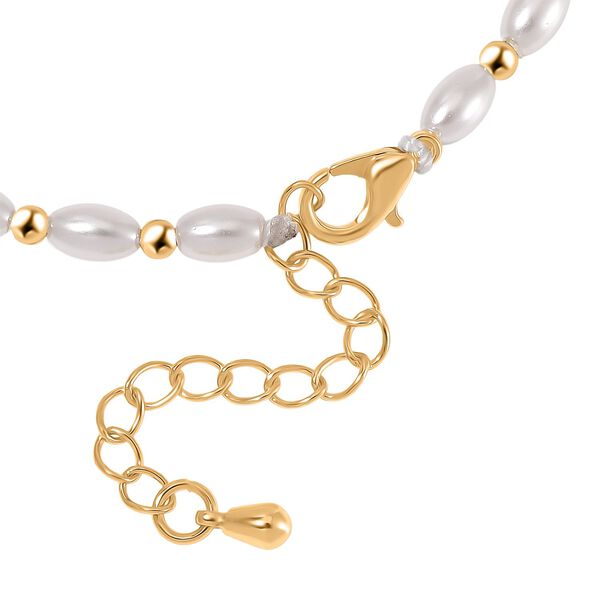 Rosa Muschelkernperle Armband ca. 18cm + 5cm Extender, Standard gelb vergoldet image number 3