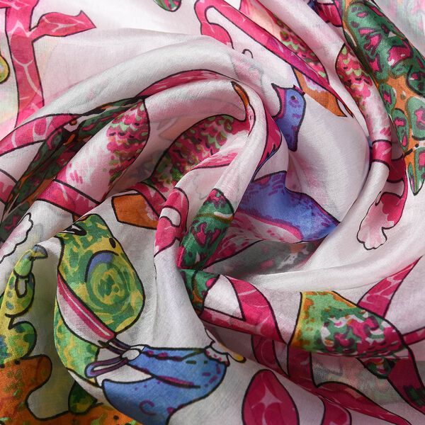 LA MAREY: Bedruckter Schal aus 100% Maulbeerseide, in Geschenkbox, Gelb und mehrfarbig image number 6