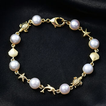 EVER TRUE S&uuml;&szlig;wasser Perle (7.5-8 mm) Armband ca. 19 cm Nickelfreies Messing, Goldfarben
