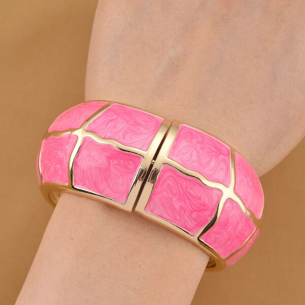Emaille-Armreif mit Karomuster, ca. 18,5 cm, pink emailliert image number 3