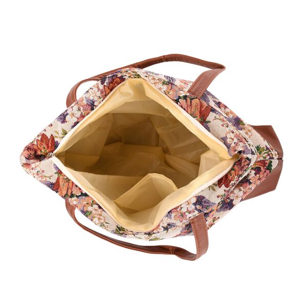 Schultertasche mit Blumenprint, 42x34x12cm, Mehrfarbig image number 6